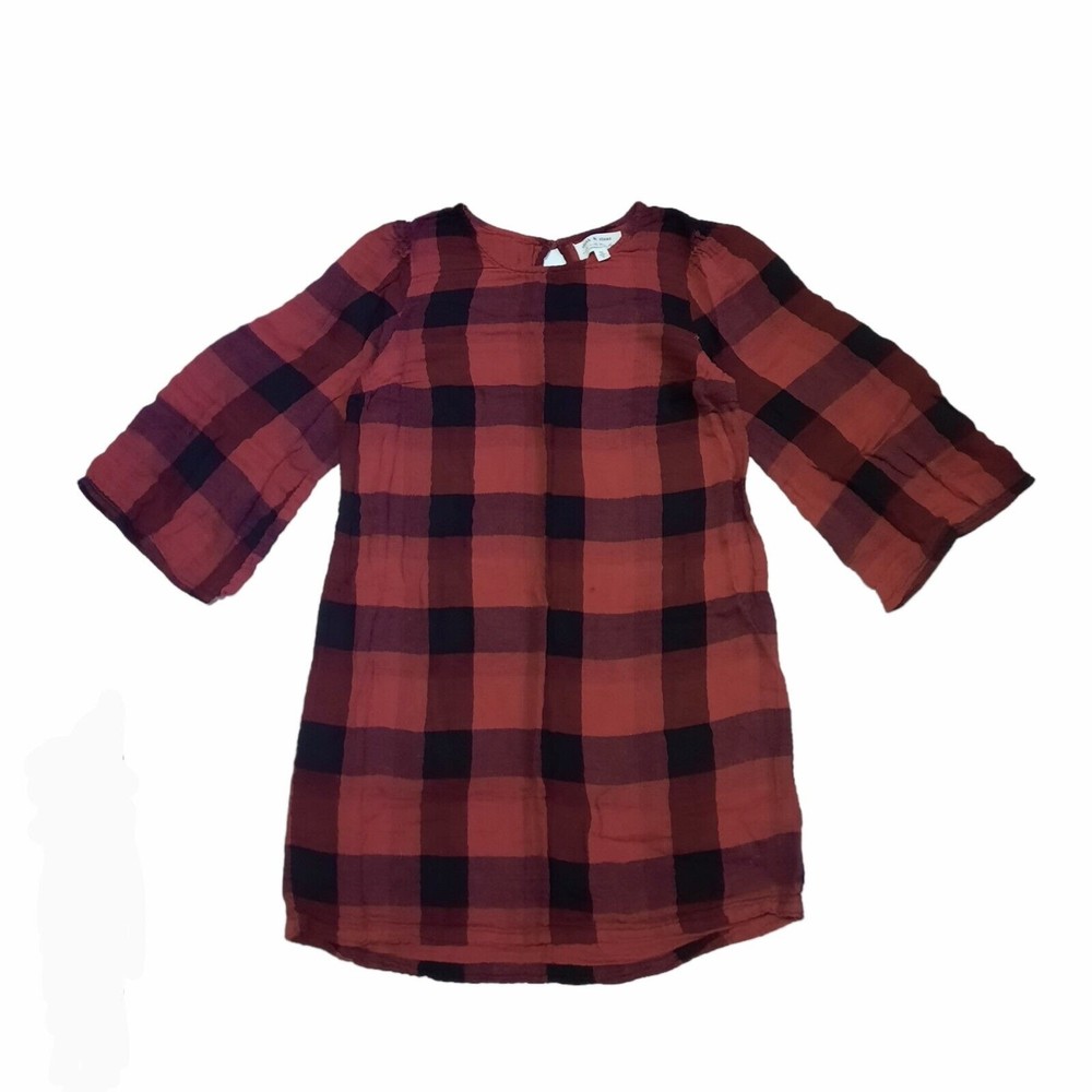 Cloth & Stone Anthropologie Women's Red Buffalo Plaid Shift Dress M